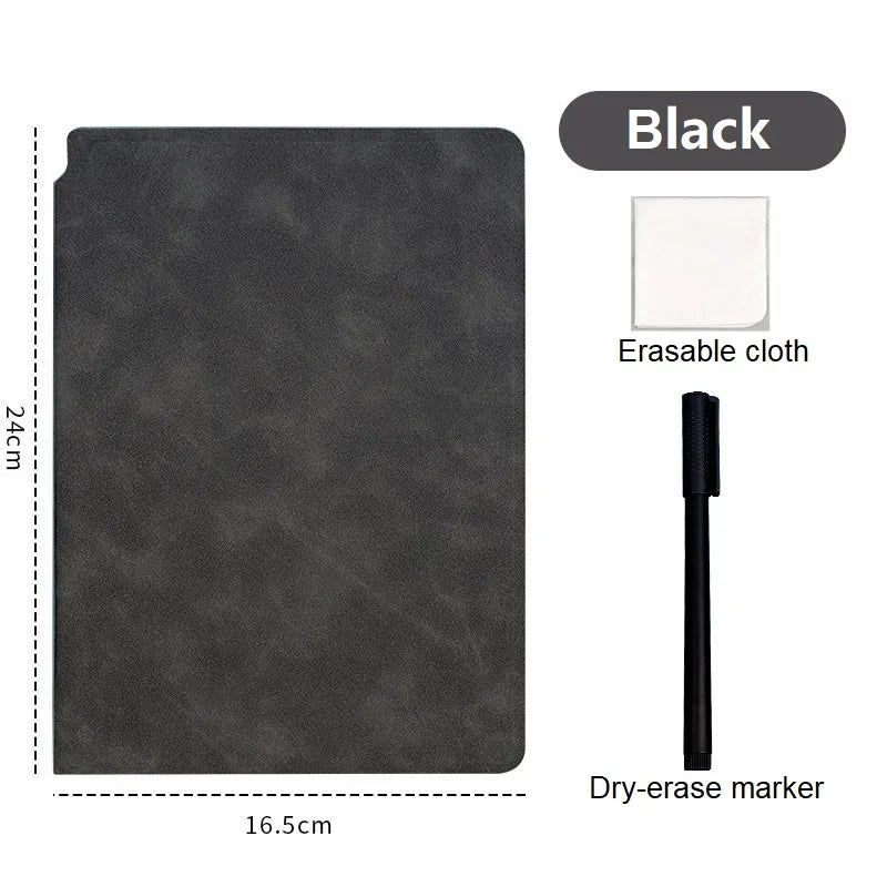 Reusable A5 Whiteboard Notebook Set with Pen and Wipe Cloth