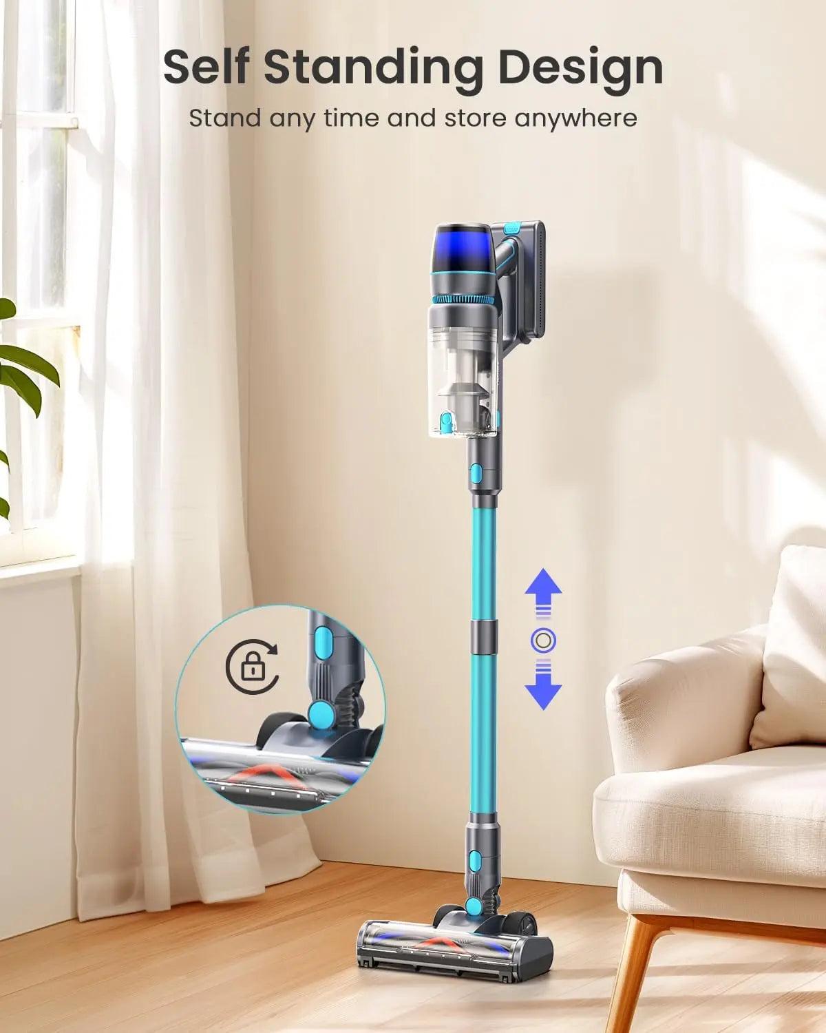 Homore 600W Cordless Vacuum Cleaner with Smart Suction and LED Display
