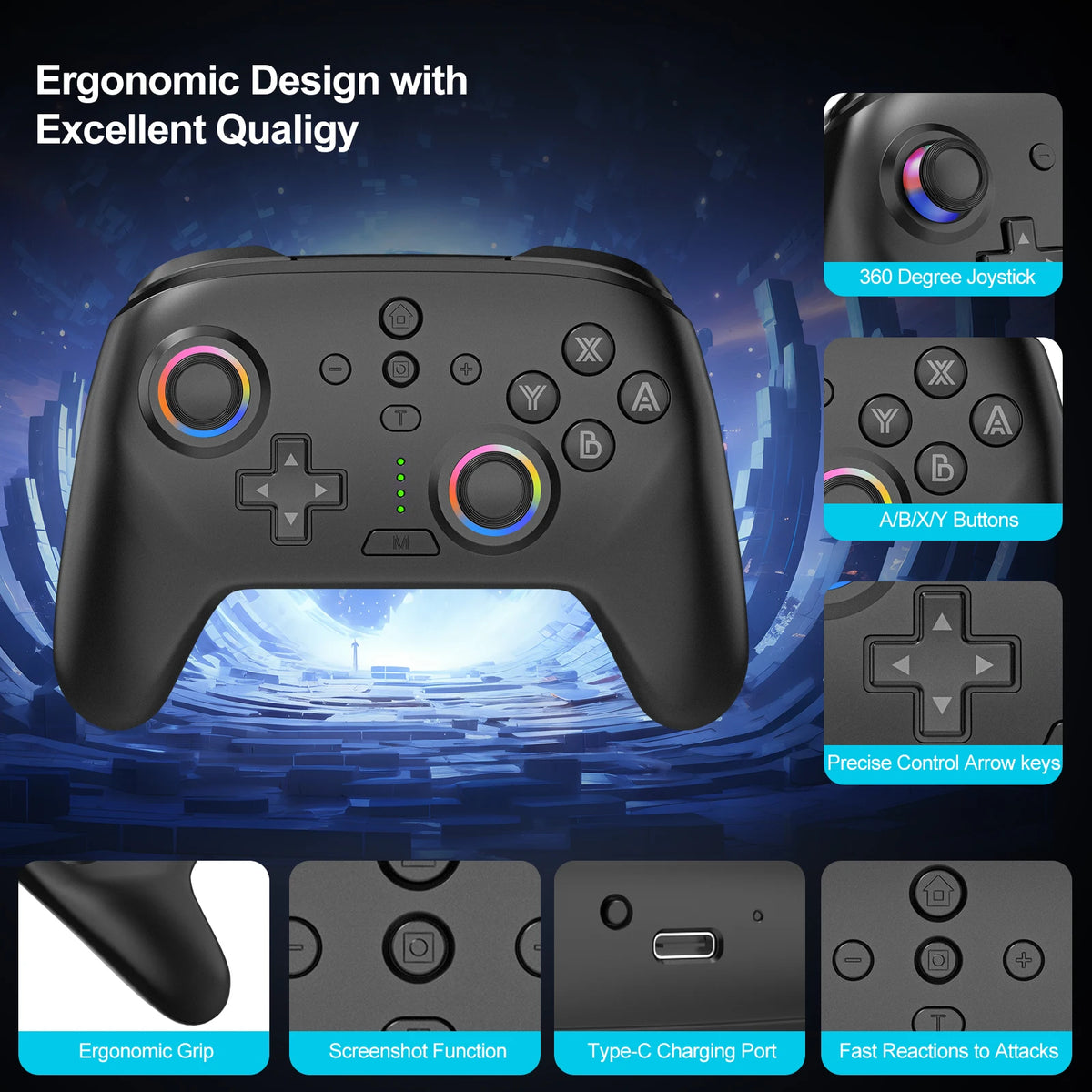 Bezdrátový ovladač pro Nintendo Switch, Lite a OLED
