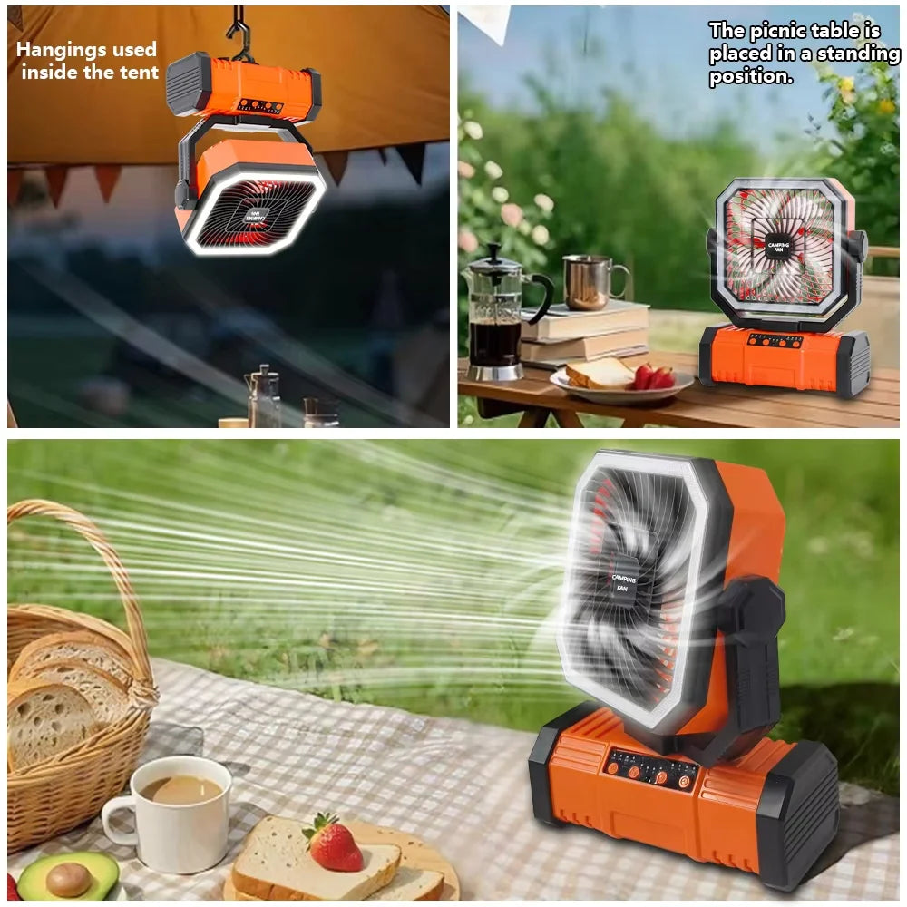 Camping Ceiling Fan with Light and Remote Control