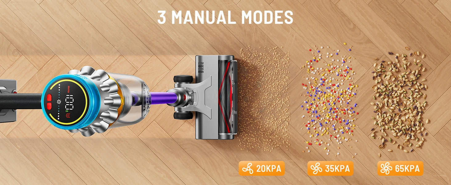 650W Cordless Vacuum Cleaner 65KPA Strong Suction for Pet Hair and Carpet