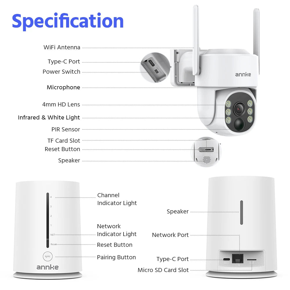 4MP Wireless Solar Security Camera System with 4CH NVR