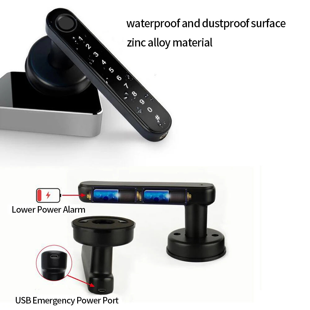 Bluetooth Fingerprint and Keypad Door Handle Lock
