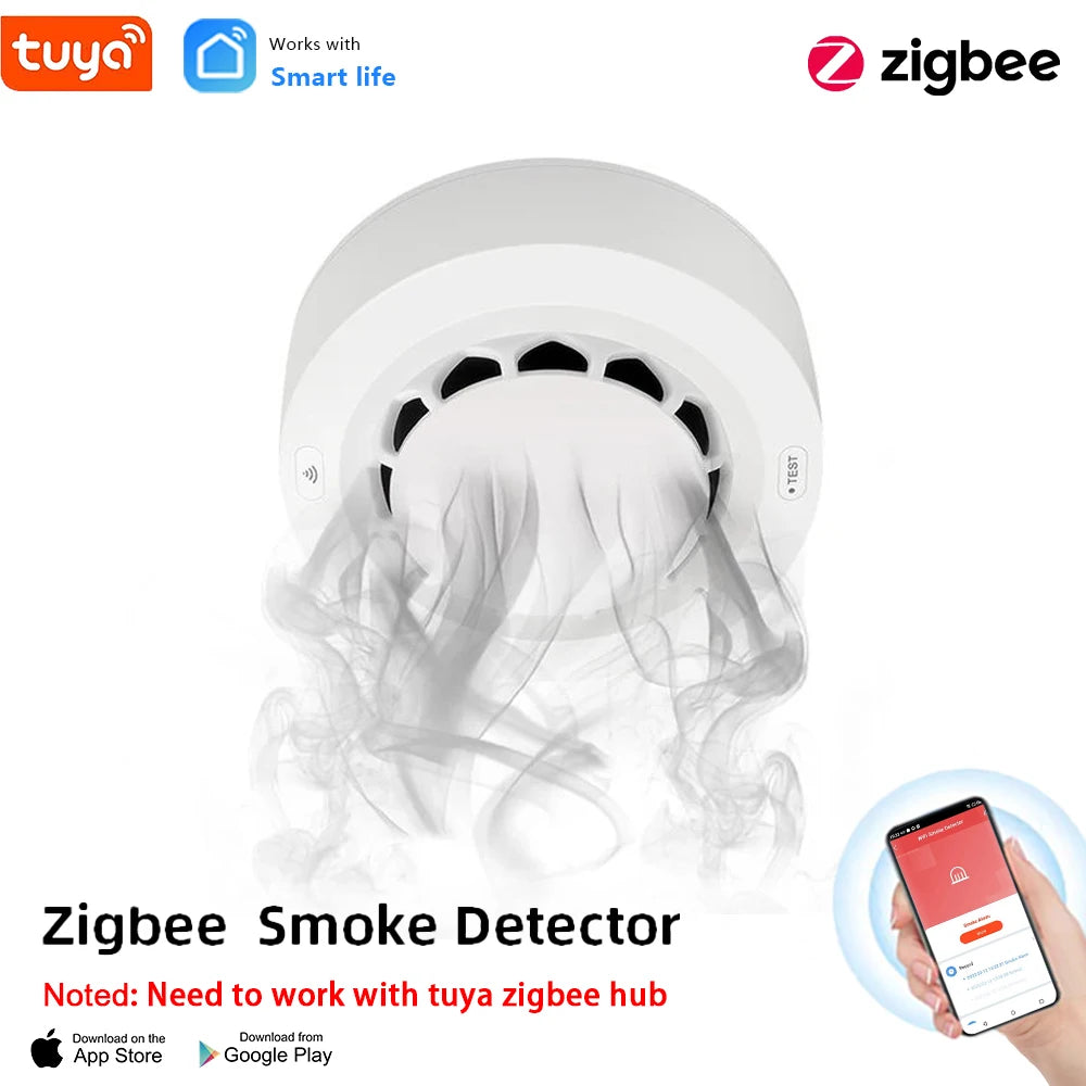 Tuya Smart Smoke Detector for WiFi or Zigbee Home Safety