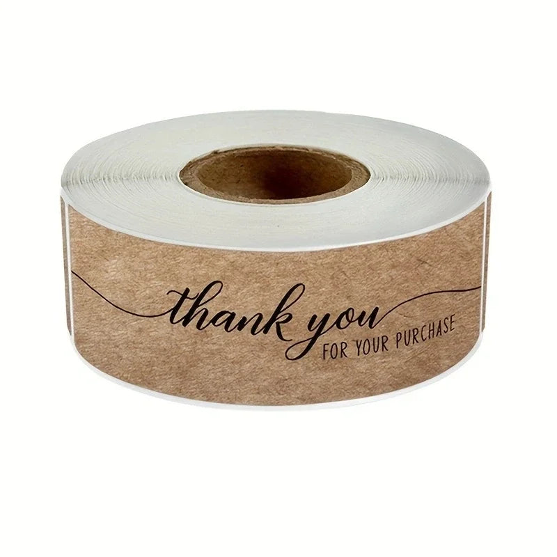 Kraft Paper Thank You Stickers Roll for Gift Packaging