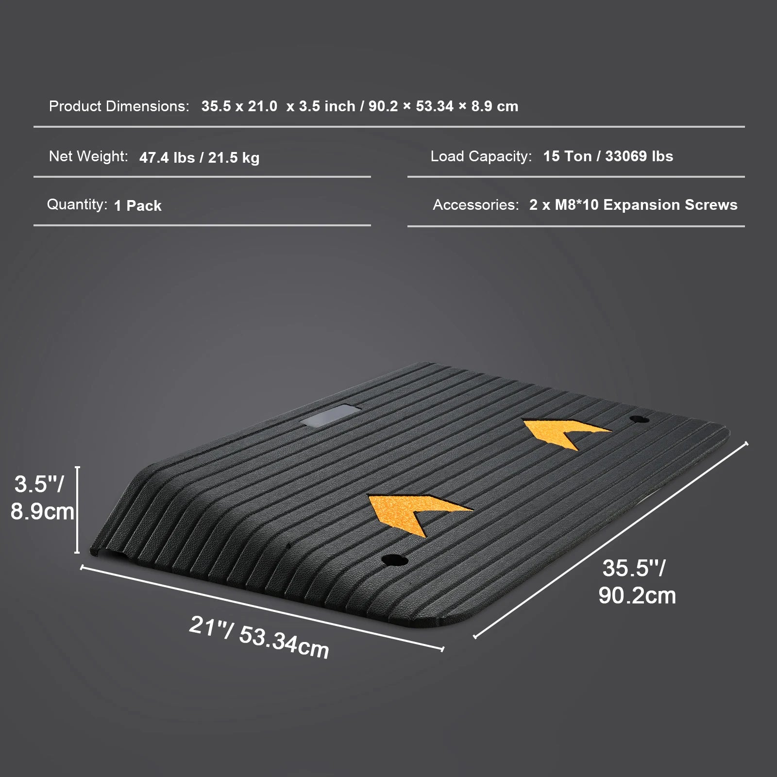 Rubber Driveway Curb Ramp 4" Rise Non-Slip Threshold for Wheels