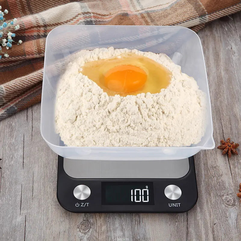 Digital kjøkkenvekt, 15 kg / 1 g, rustfritt stål
