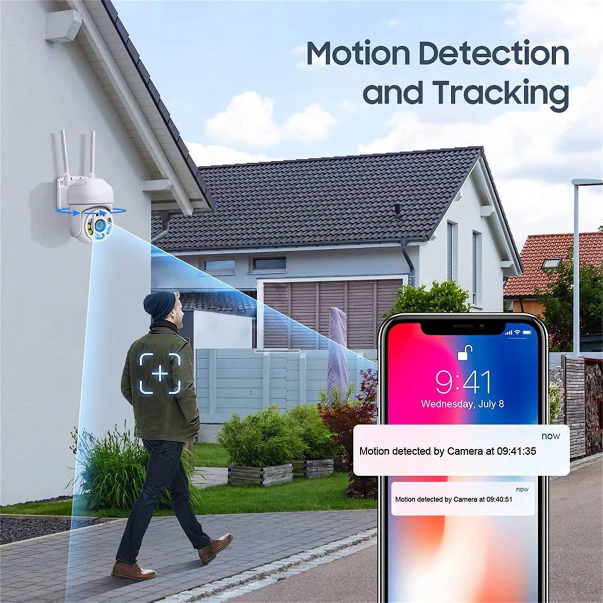 4MP PTZ WiFi Security Camera Outdoor IP66 Waterproof Dual-Band
