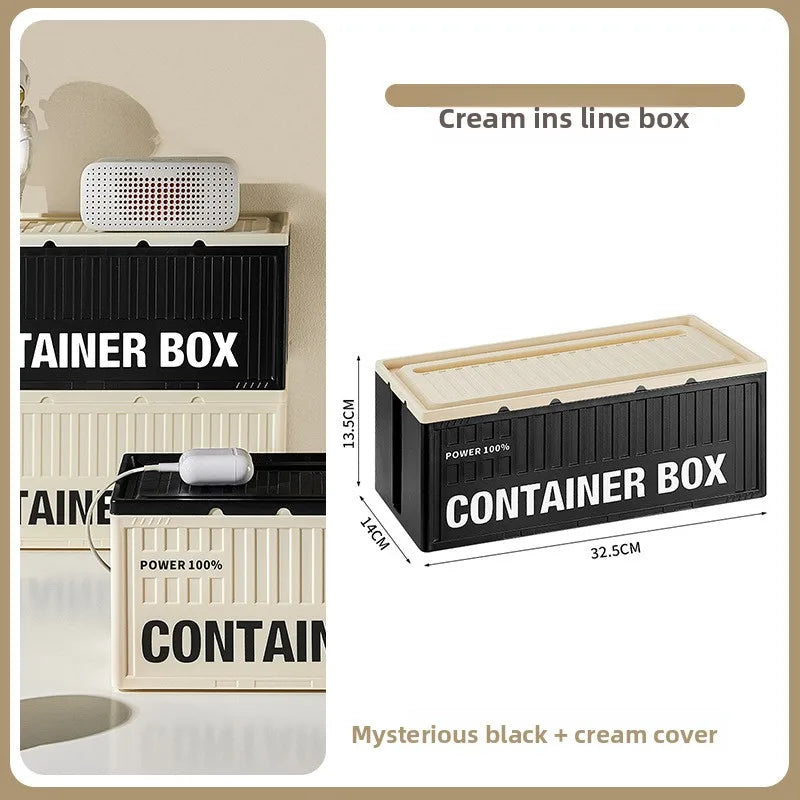 Cable Management Box with Phone Stand Lid