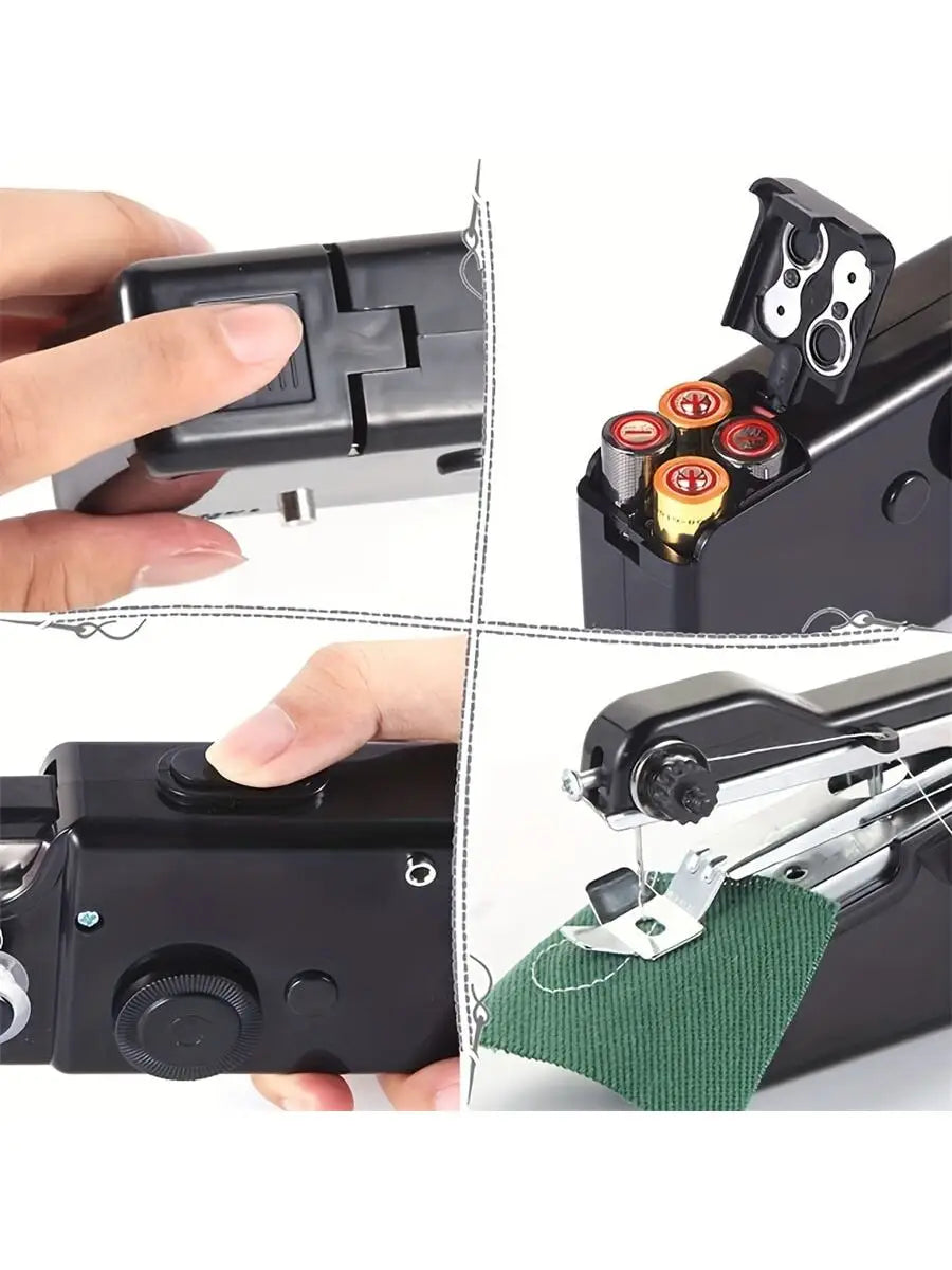 Mini máquina de costura portátil, preta ou branca