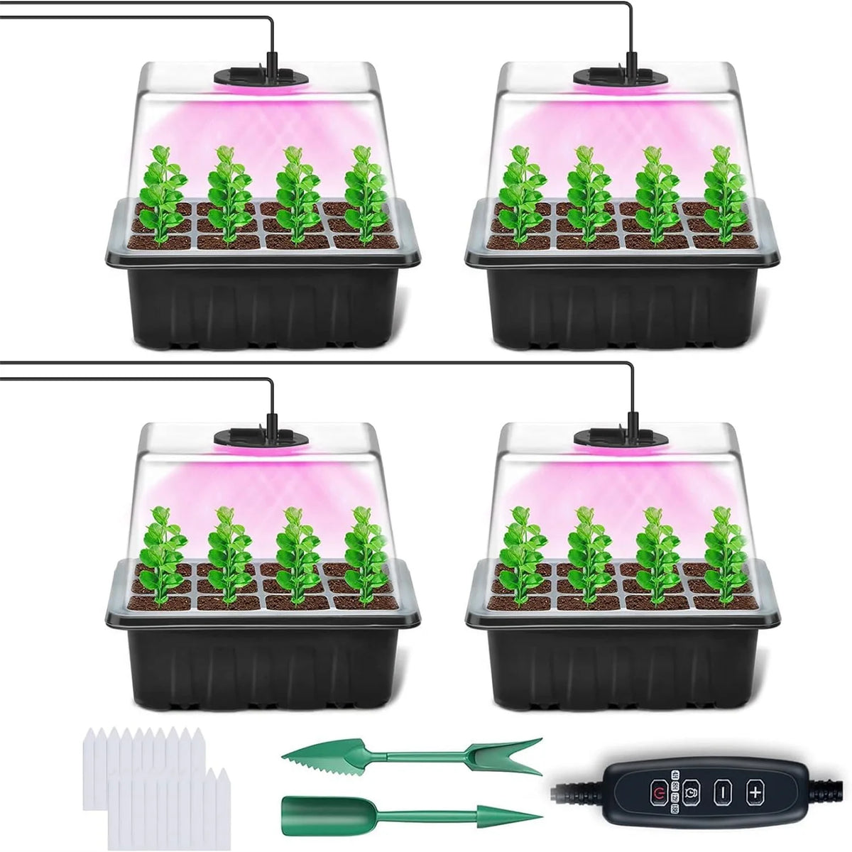 USB Seed-Starting Trays with LED Lights, Pack Options