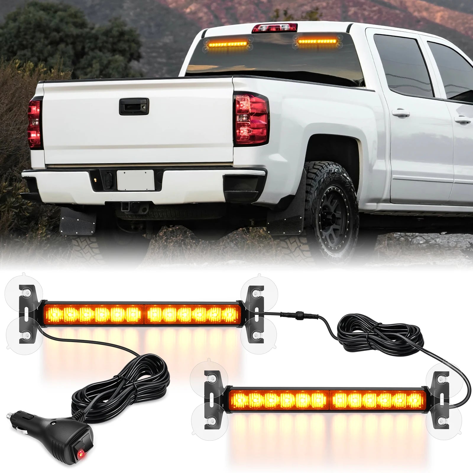 Nilight Automotive Strobe Traffic Advisor Light Bar 2-1 Dash Warning Safety Flashing Light Front/Rear Off-Road Truck Accessories