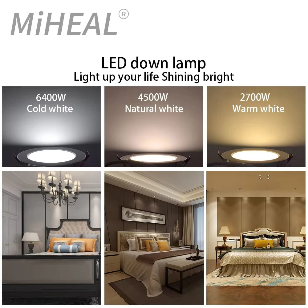 Recessed LED Downlight, White and Three-Colour Options