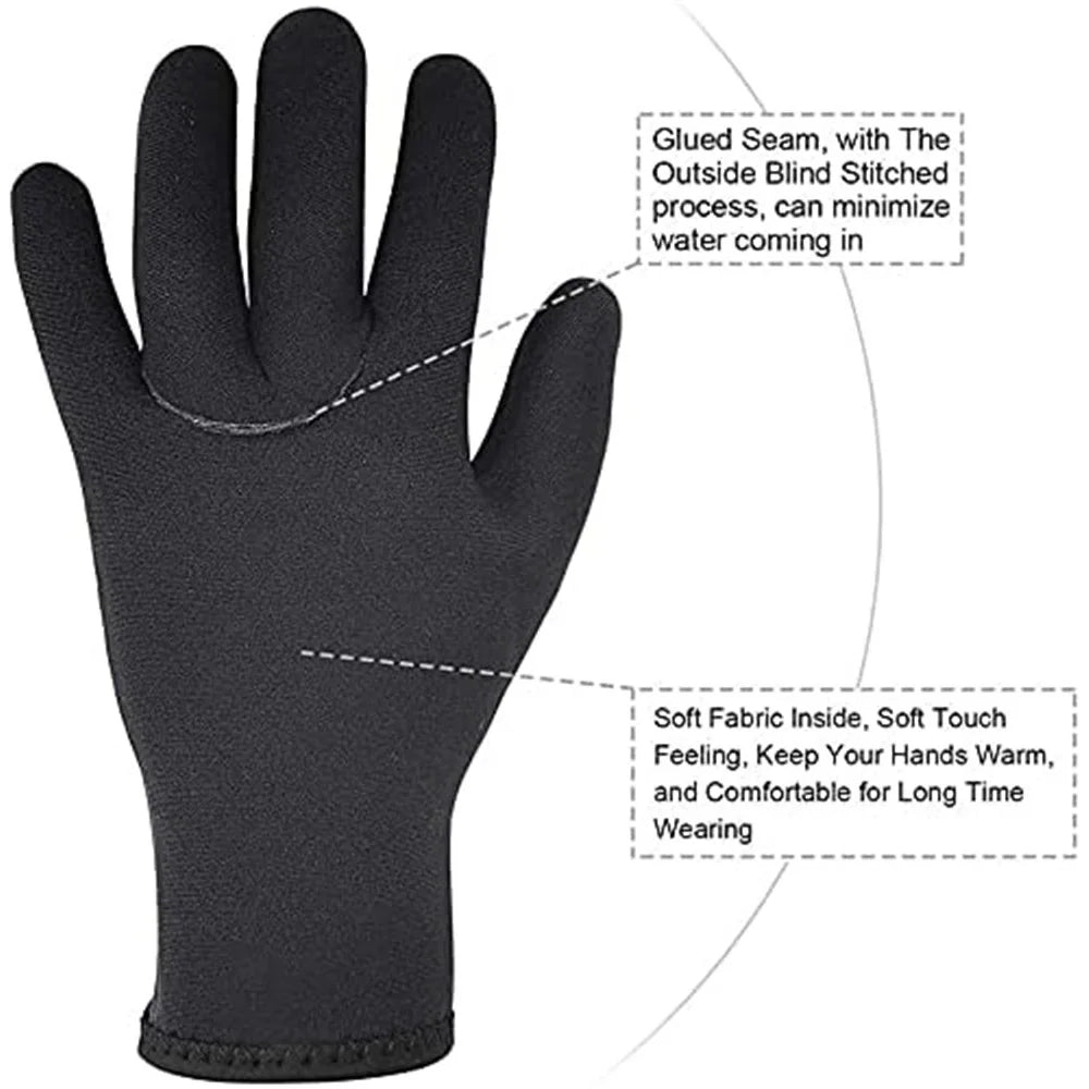 3 mm Neoprene Diving Gloves with Kevlar and Rubber Palm Grip