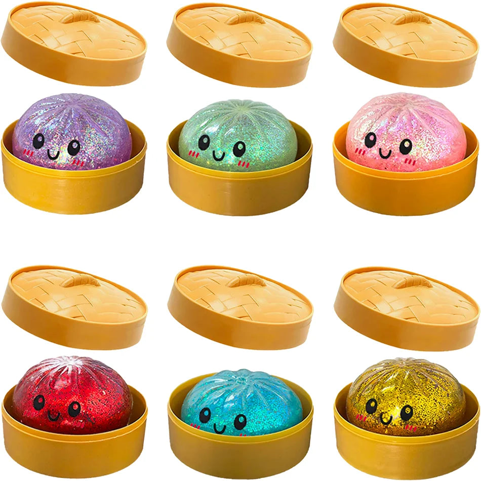 Glitter Dumpling Squishy Stress Relief Toy with Box