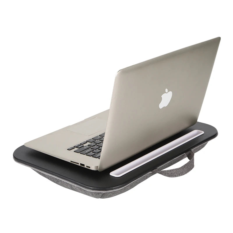 Cushioned Laptop Lap Desk with Wood Surface & Built-In Mouse Pad