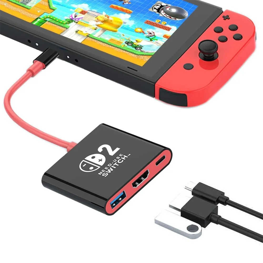 Adaptador portátil para ligar à TV, compatível com determinados modelos Switch