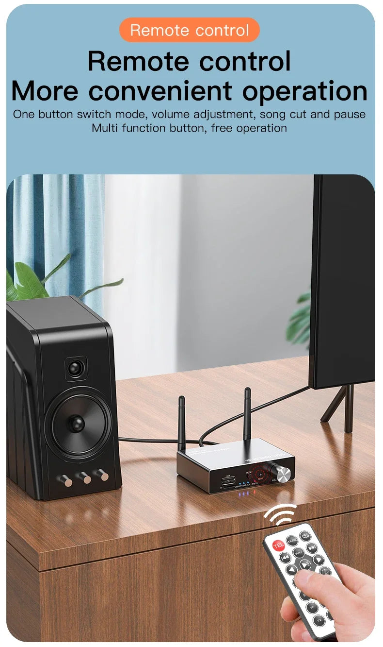Transmisor y receptor de audio Bluetooth con control remoto