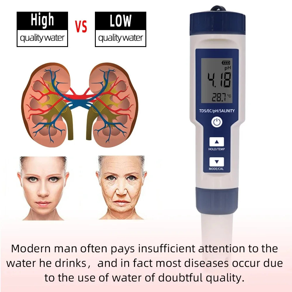 Five-in-One Digital Water Quality Tester