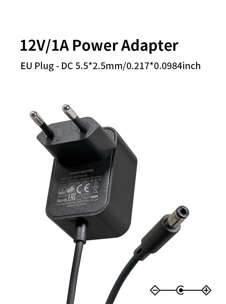 DC12V 1A Power Adapter 12W AC Power Adapter Suitable for Small Household Appliances AC100-240V to DC12V 1000mA Charger