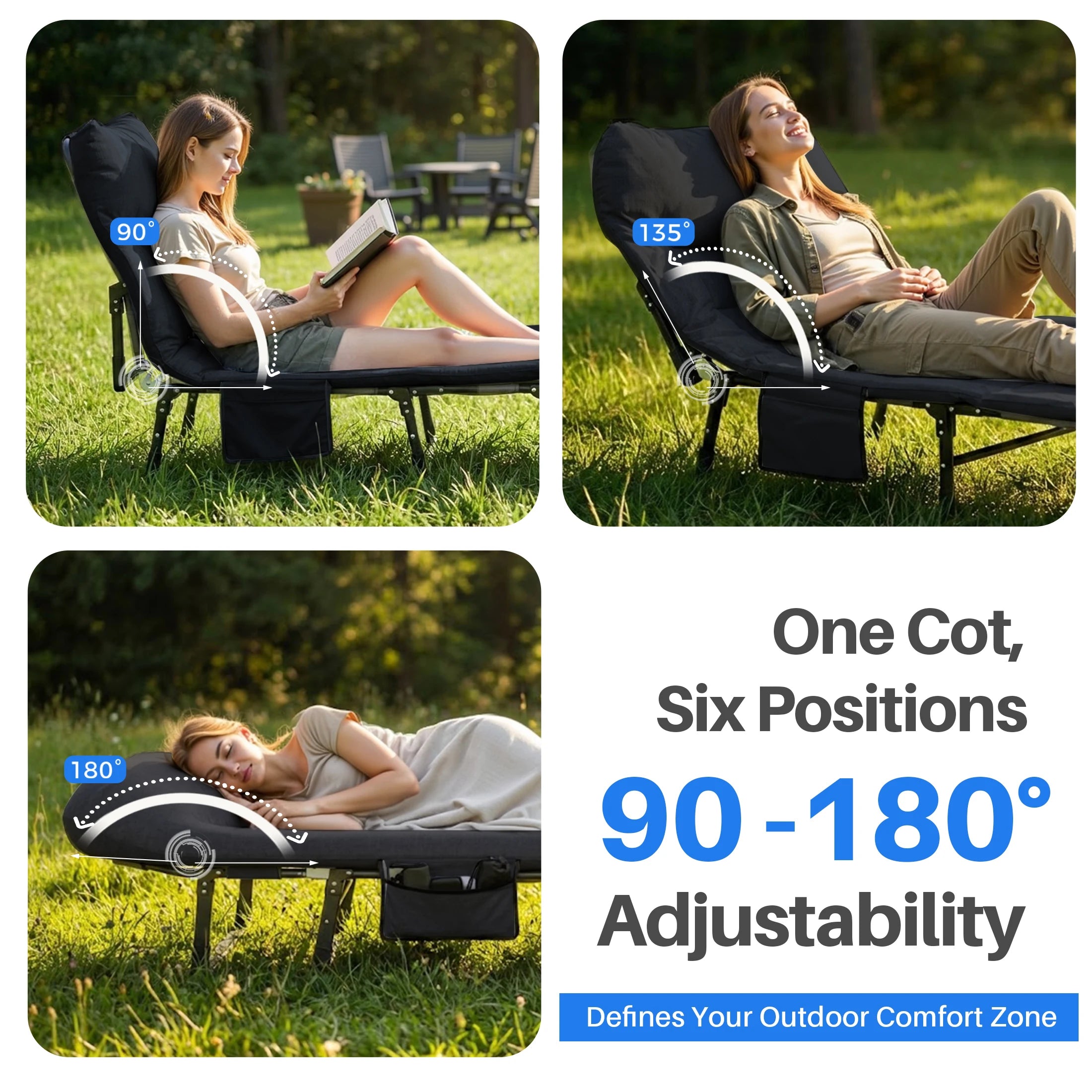 Folding Camping Cot Bed with 3.5" Mattress & Carry Bag