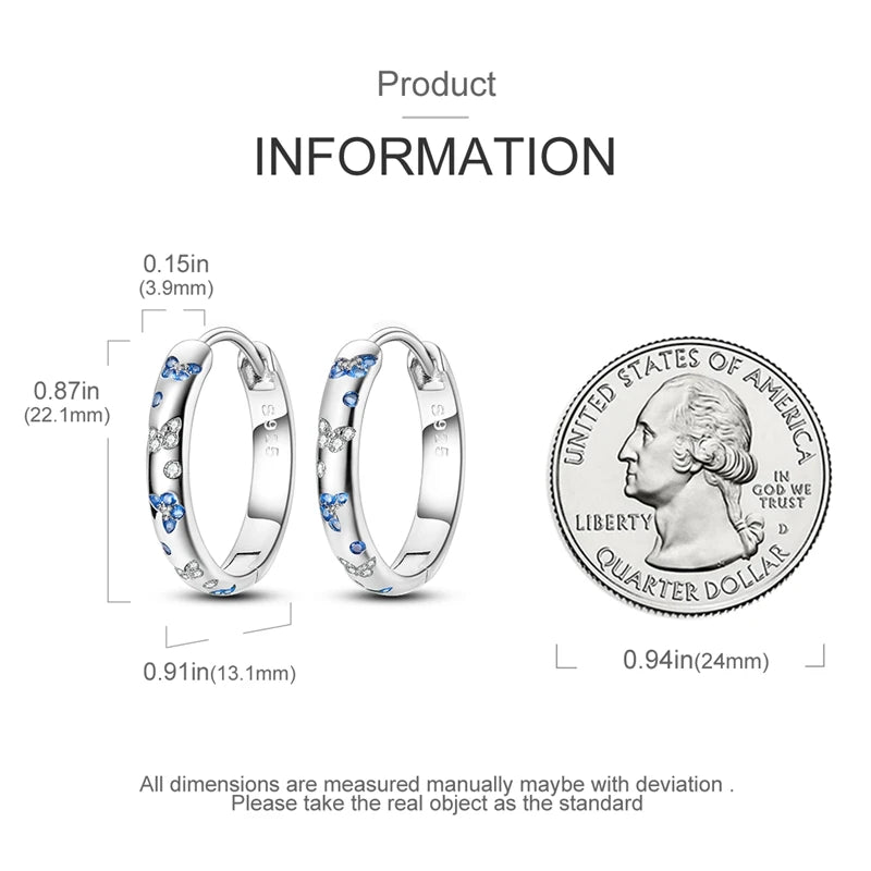 925 Sterling Silver Colored Zirconium Stars Hoop Earrings For Women Jewelry Anniversary WeddingMaking Jewelry Gift