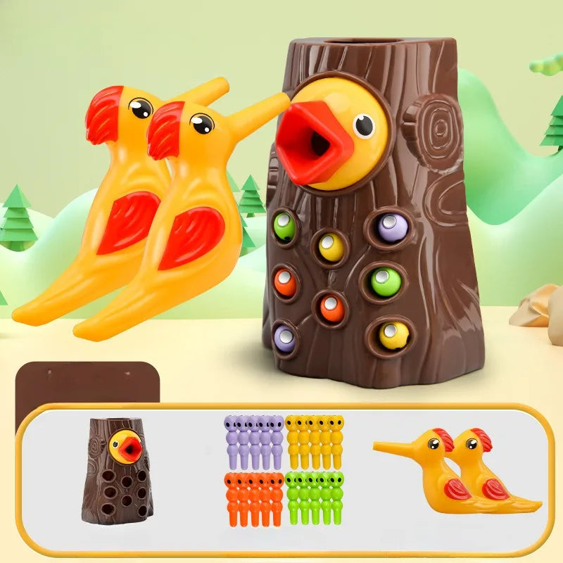 Woodpecker Toys Fishing Catching Insects Small Game Bird Catching Insects Magnetic Puzzle Early Education Training Exercise Toys