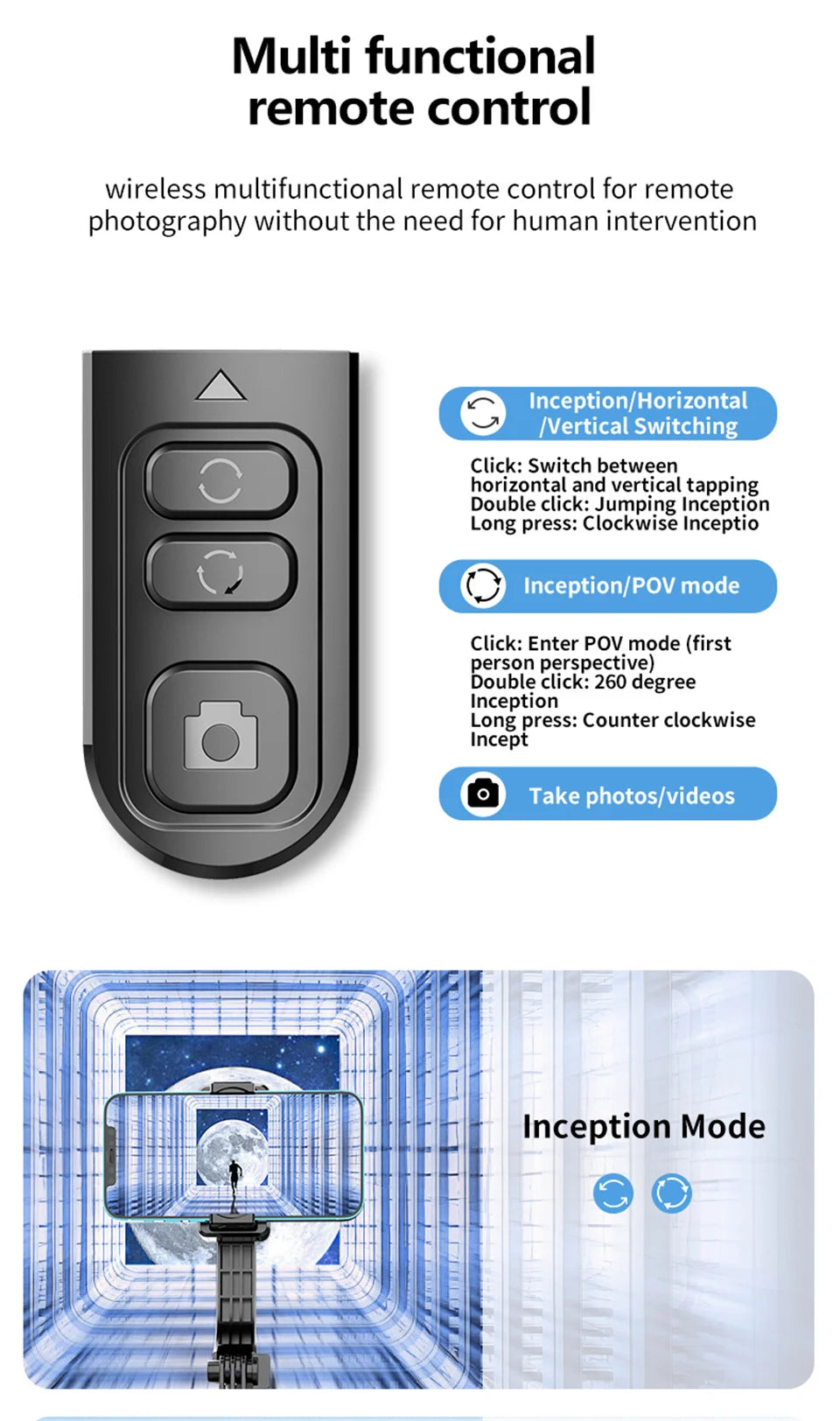 Mobile Video Stabilizer Bluetooth Selfie Stick Tripod