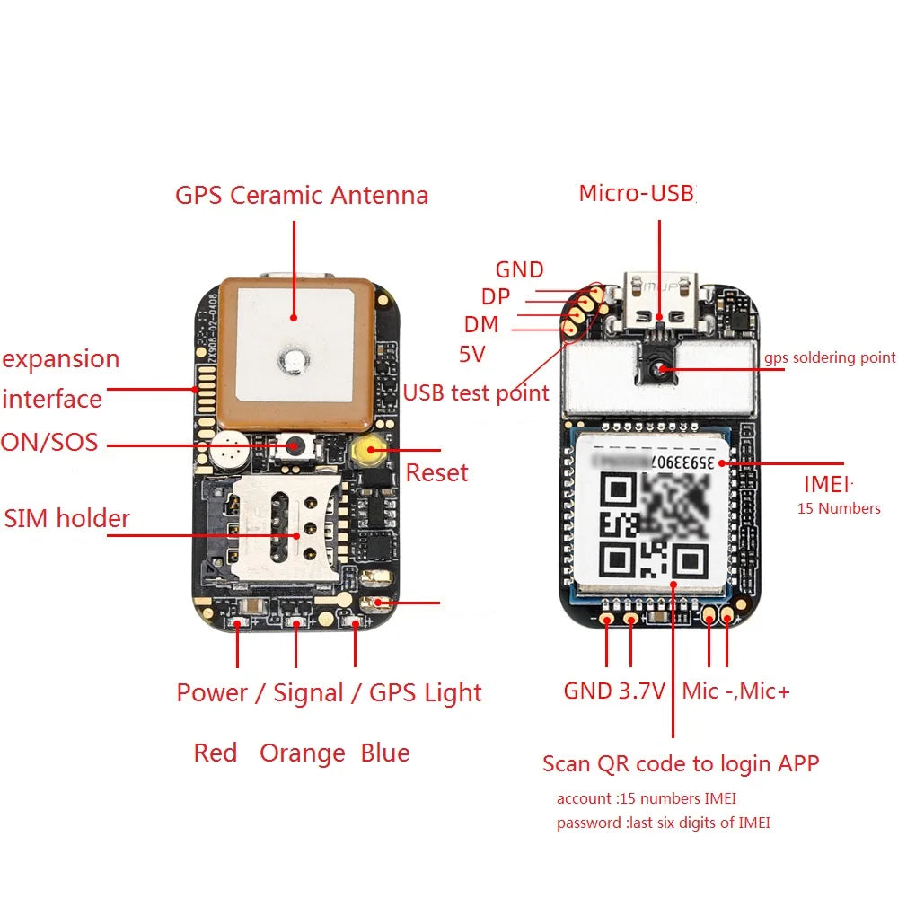 Mini rastreador GPS 4G ZX908 CAT1 placa de circuito PCBA para veículo Sistema de rastreamento de pessoas sem fio WIFI Beidou Localizador por satélite