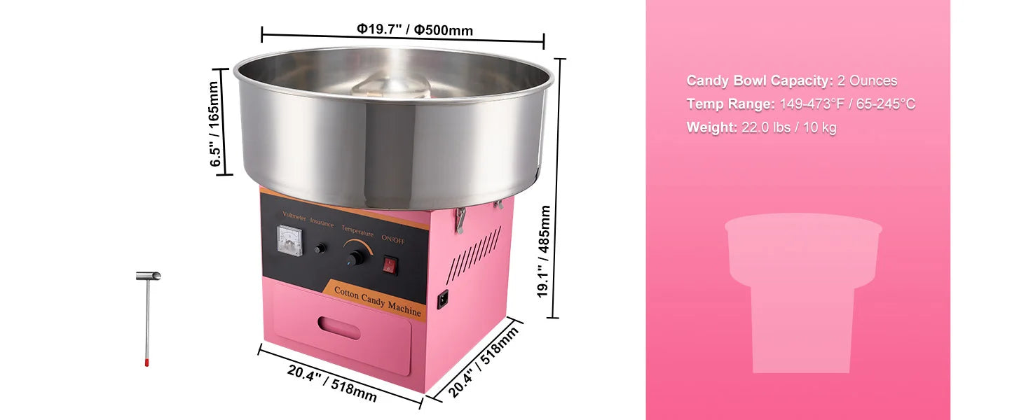Electric Cotton Candy Machine 1000W Commercial Floss Maker