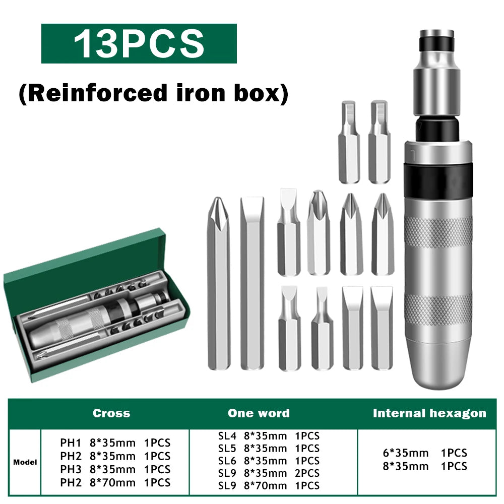 Manual Impact Screwdriver Set - 7 or 13 Pieces
