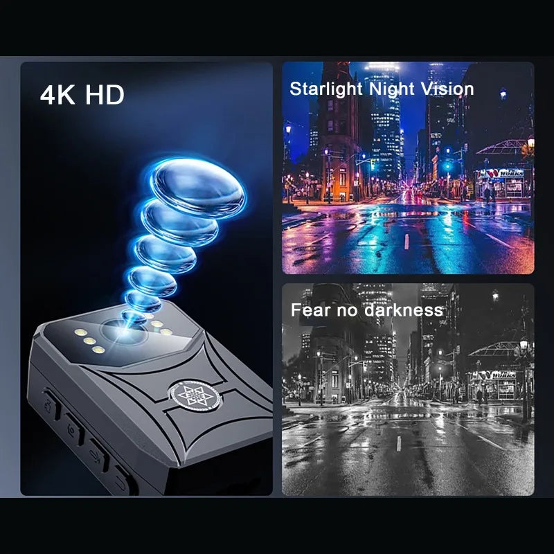 Mini 4K HD Cameras with WIFi 3000mAh Digtal Video Recorder with IPS Screen Night Vision Police Body Camera Portable Camcorder
