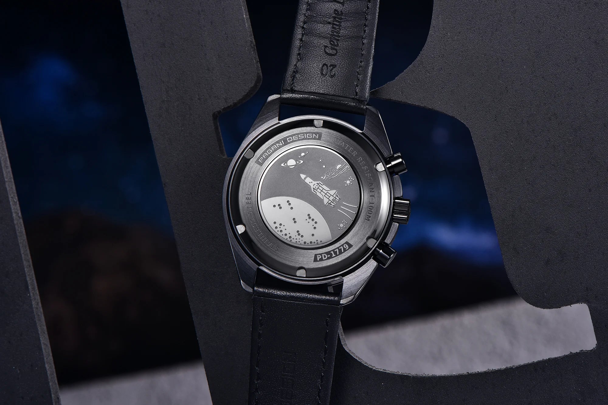 Orologio Cronografo Pagani Design Moon Dark AR Zaffiro 100M