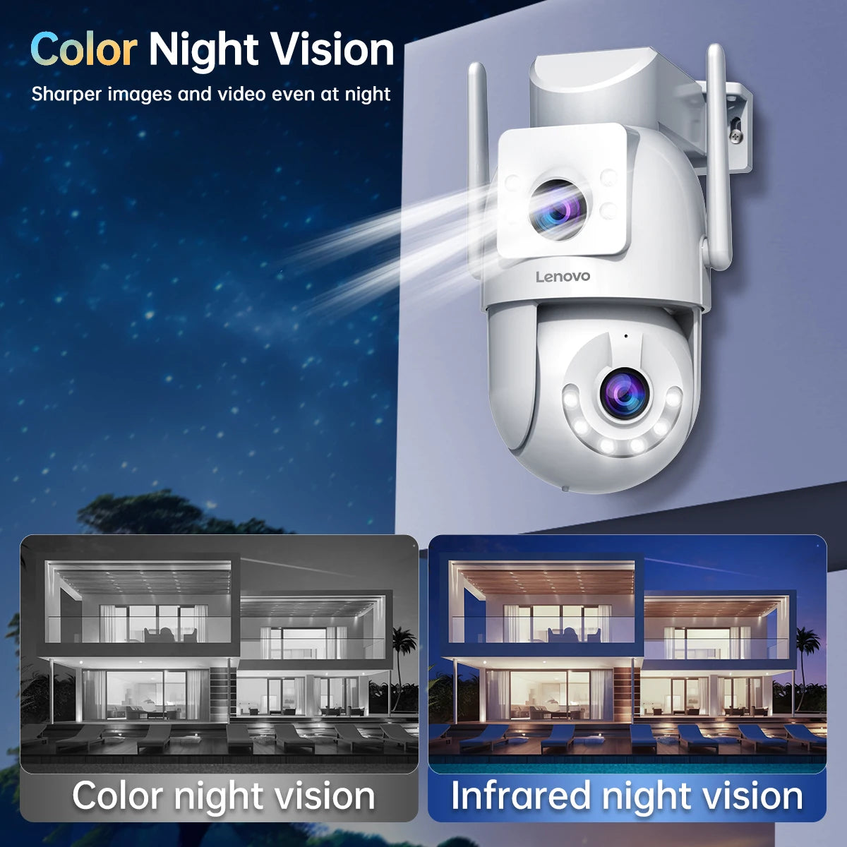 6MP HD Outdoor Security Camera with Dual Lens, AI Tracking, PTZ, Color Night Vision