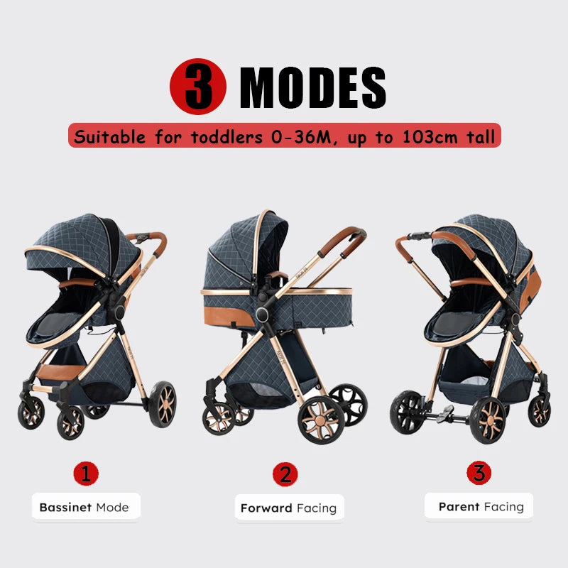 3-in-1 High Landscape Baby Stroller Travel System