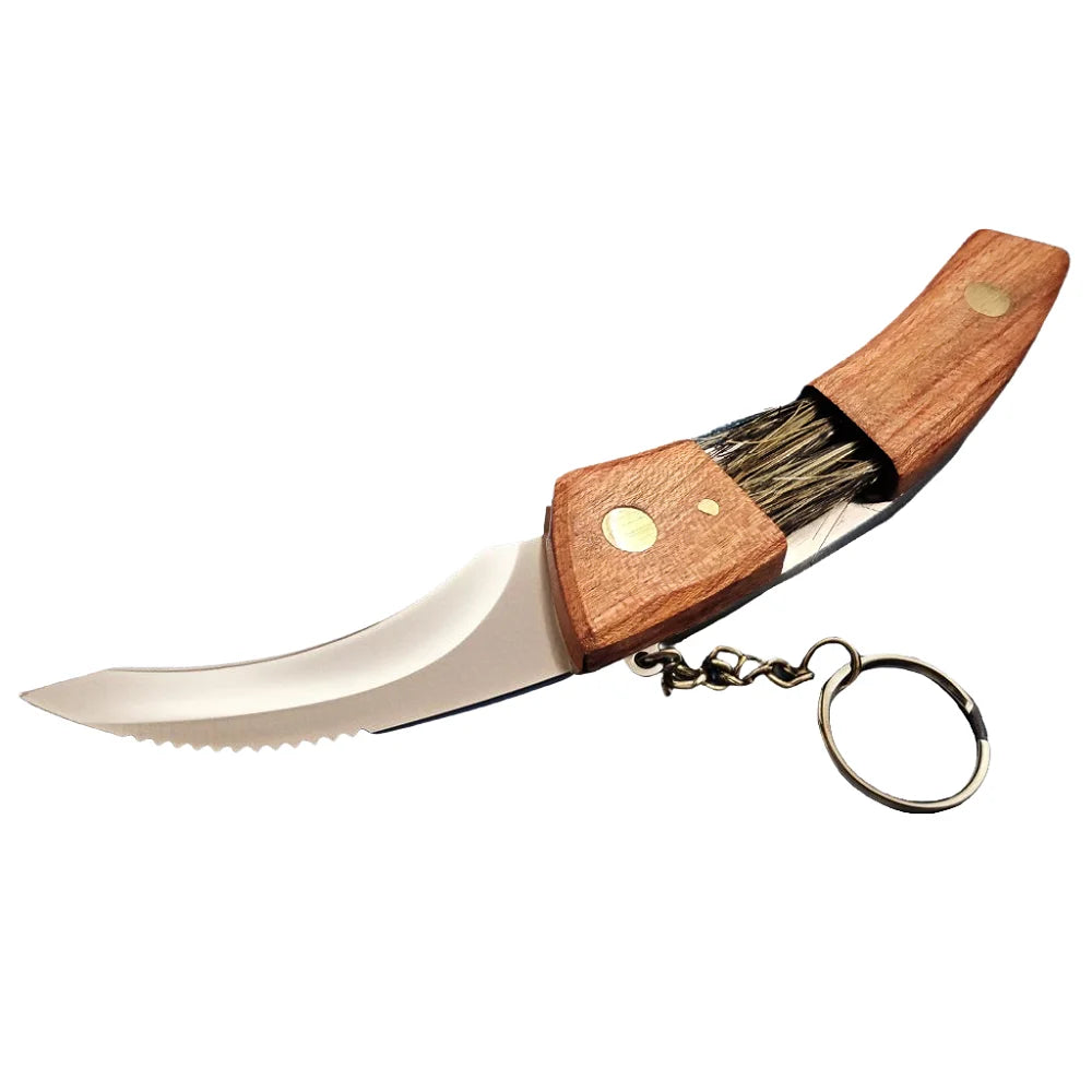 Folding Mushroom Knife with Brush