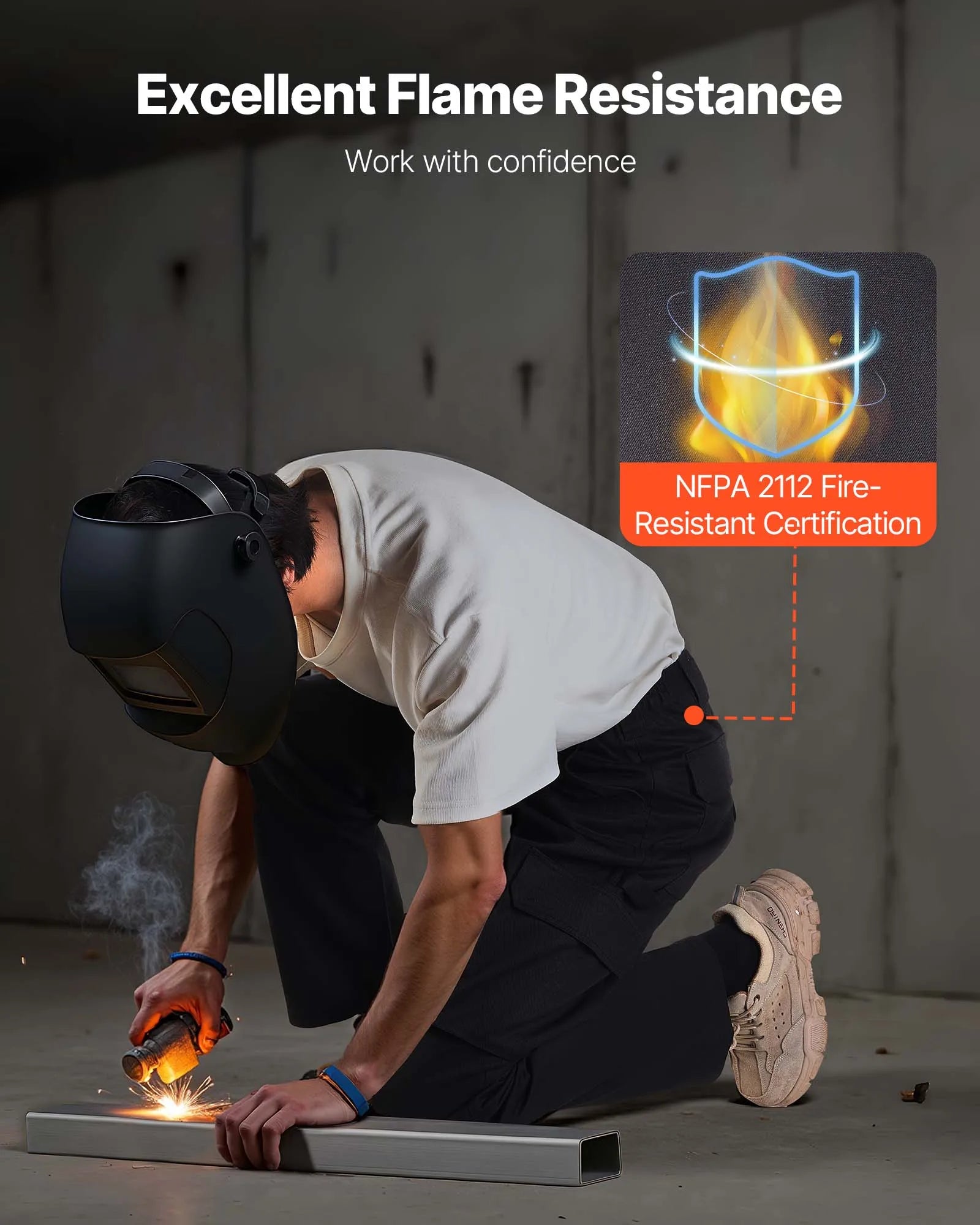 Men's 9 oz Cotton Flame-Resistant Cargo Pants with Elastic Waist