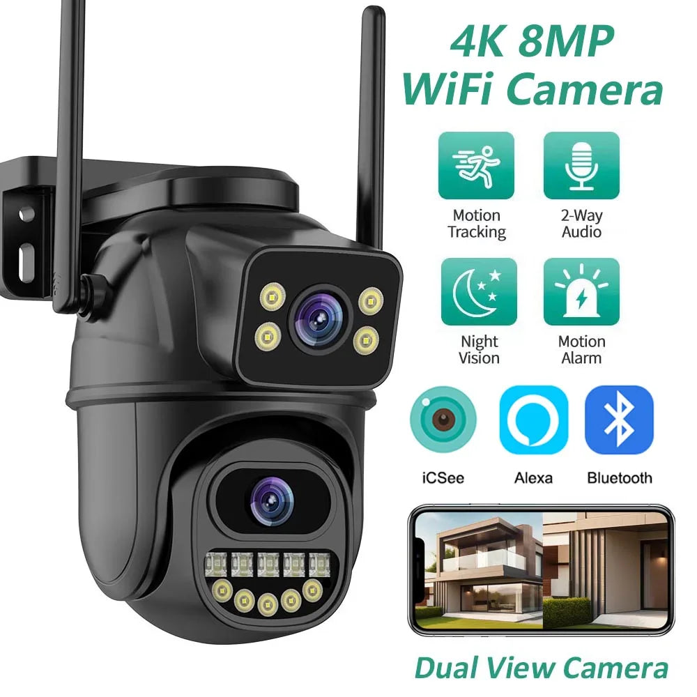 4K 8MP Dual Lens PTZ WiFi Security Camera with AI Tracking