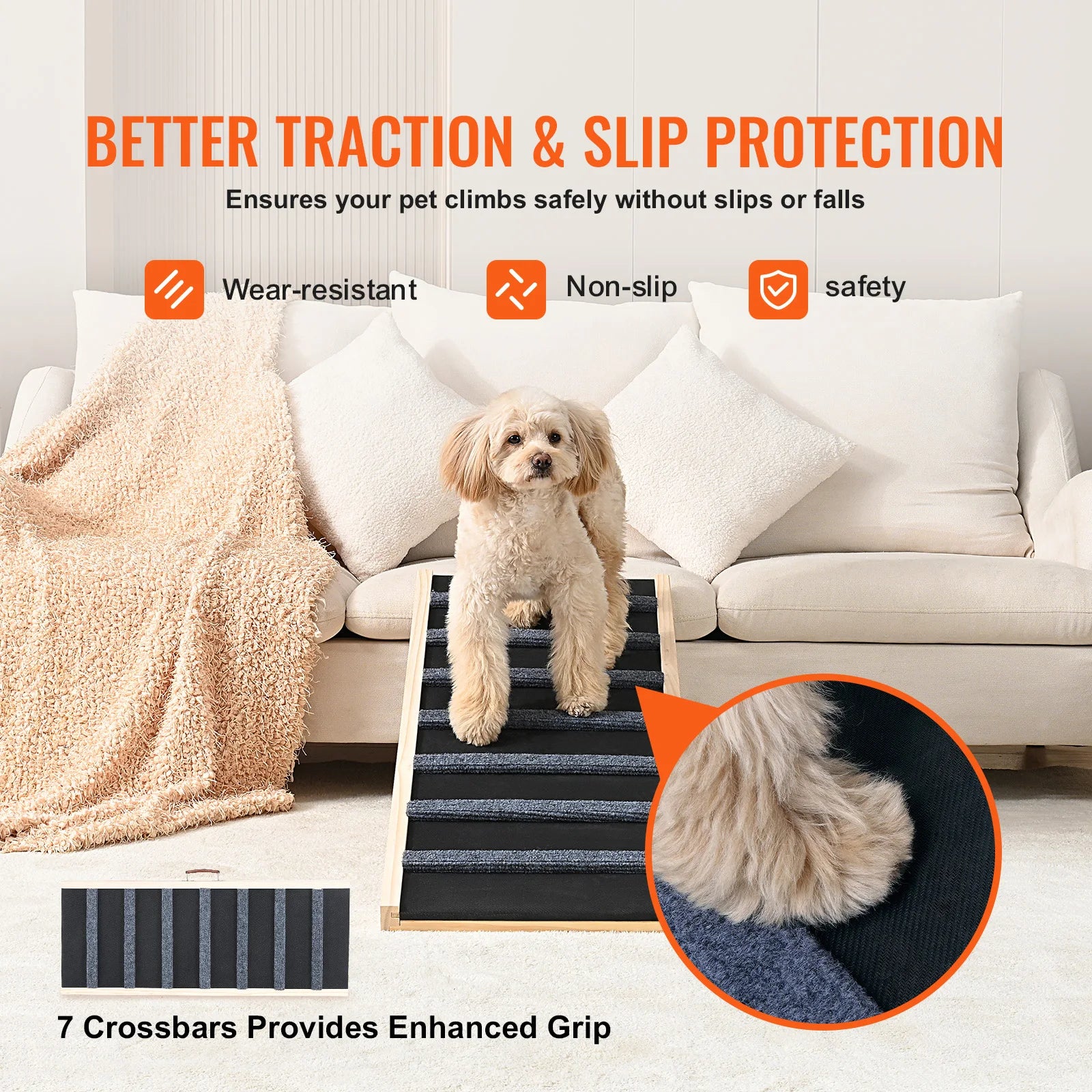 Rampa para perros SucceBuy, plegable, antideslizante, alta, ajustable, de madera, rampa para mascotas, eliminable, para perros pequeños y mayores, escaleras para sofá, automóvil, cama.