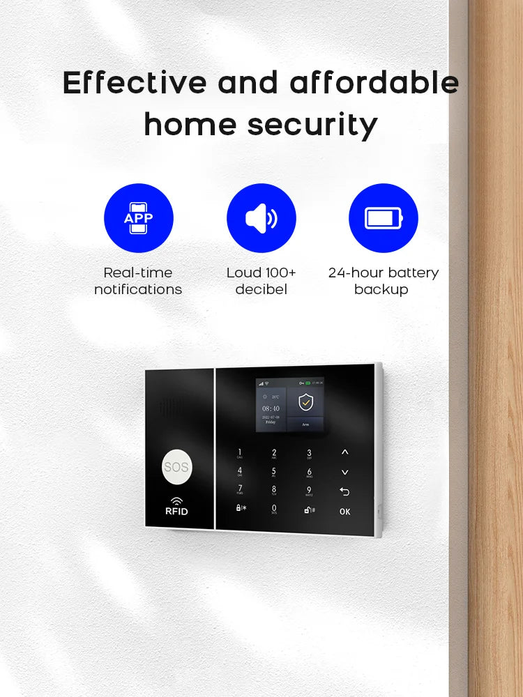 PGST Smart Life Alarm System for Home WIFI GSM Security Alarm Host with Door and Motion Sensor Tuya Smart App control work Alexa