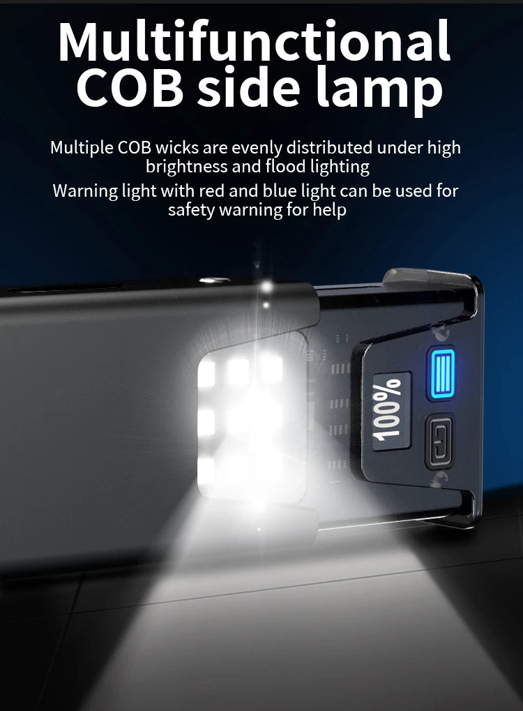 Lanterna de trabalho LED recarregável com visor digital