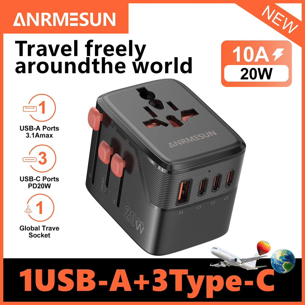 Univerzalni potovalni vtič z USB - možnosti napajanja
