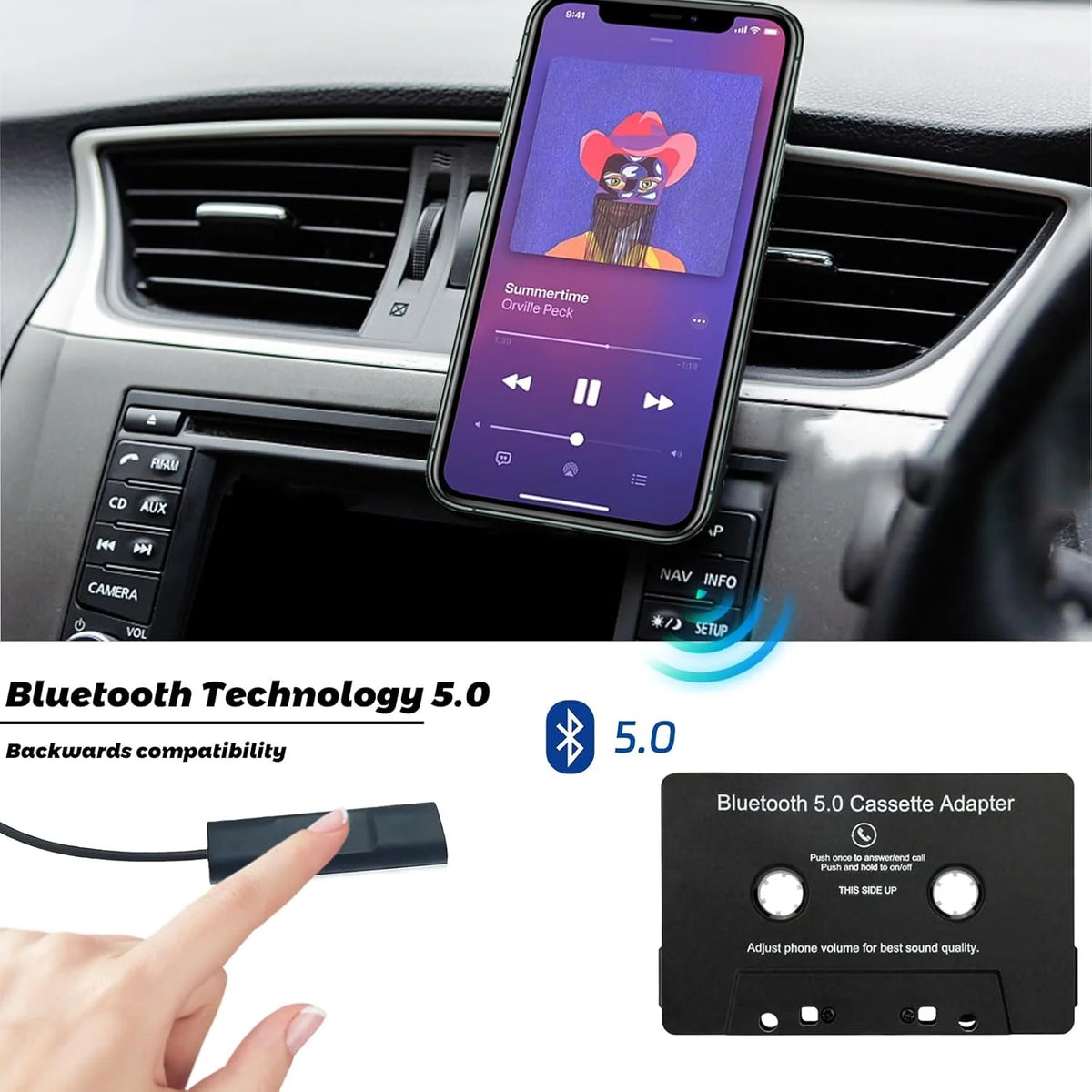 Adaptador de audio de cassette Bluetooth