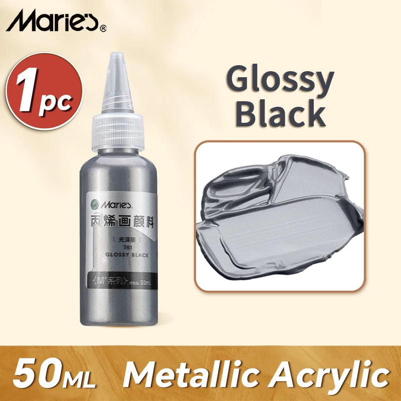 50ml Metallic Akrylmaling i Perlemorsagtig Guld & Sølv