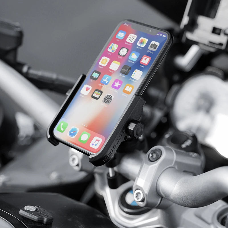 Supporto per telefono da moto in alluminio con montaggio sullo specchietto retrovisore
