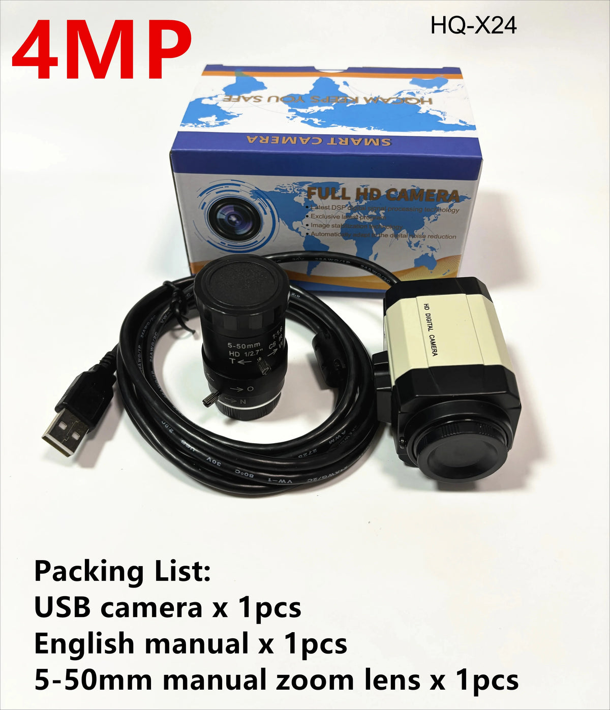 4MP 30fps USB Webcam with Varifocal Zoom Lens