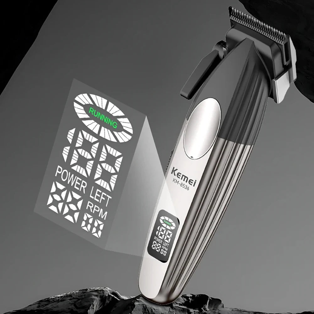 Kemei KM-8536 Draadloze Haartrimmer- en Scheerset met LCD-scherm