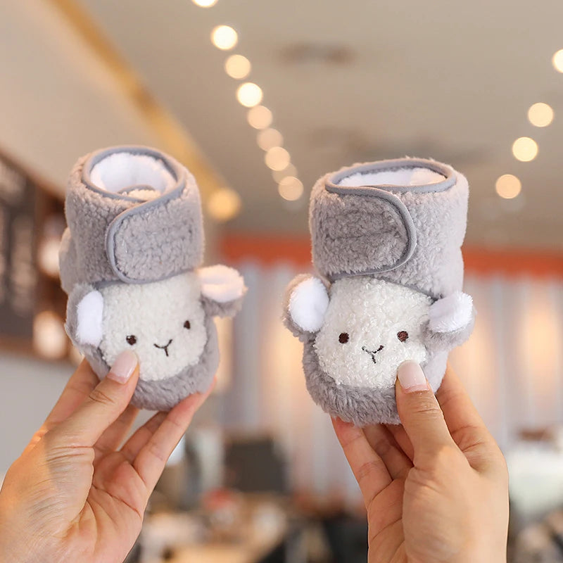 Cute Bear Baby Shoes Soft Plush Winter First Walkers
