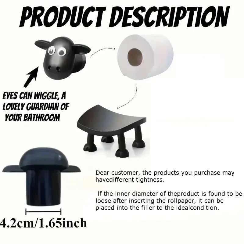 1/3PCS Sheep Toilet Roll Holder Funny Toilet Paper Holder Free Standing Bathroom Set Black Sheep Roll Rack Cute Bathroom Decor