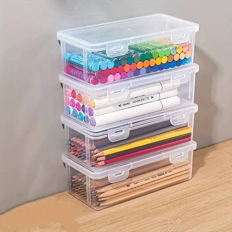Clear PP Storage Boxes with Lids, Pack of Four